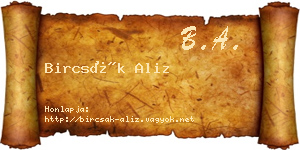 Bircsák Aliz névjegykártya